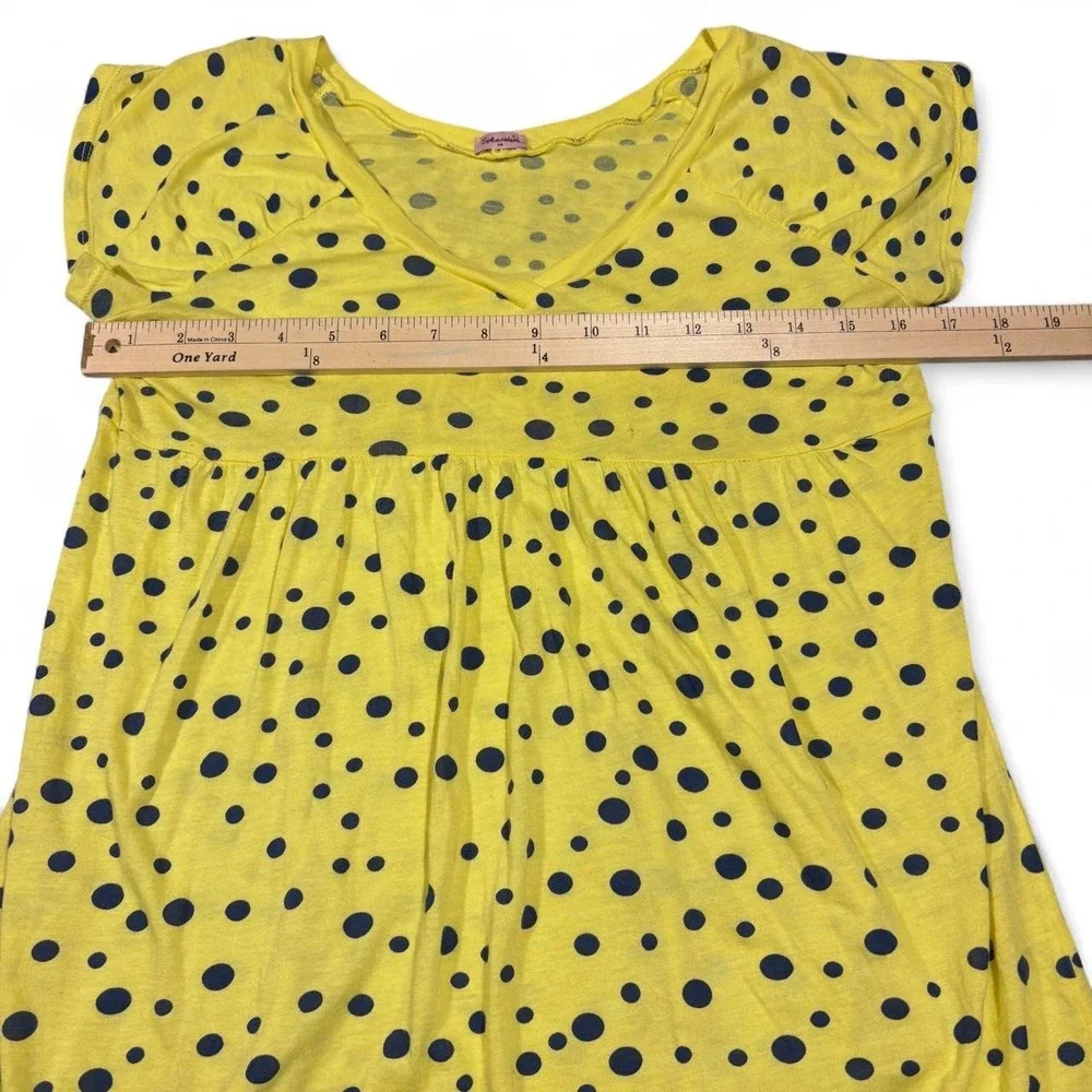 Y2K Yellow Polka Dot Babydoll Mini Dress Top Splendid 🍒